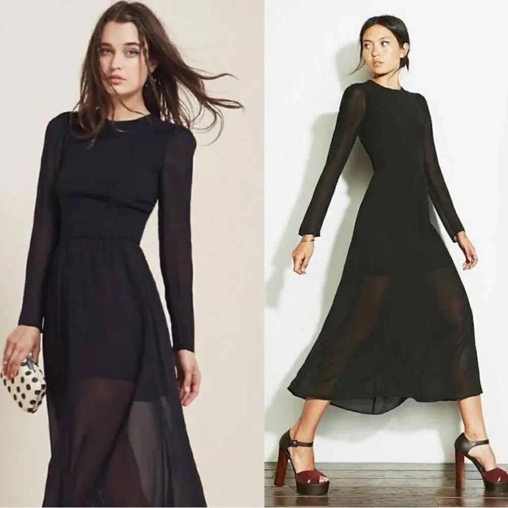 NWT Reformation Jupiter Midi Black Dress Size XS